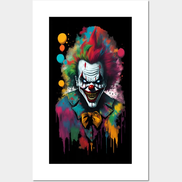 Evil demon clown from hell color blast Wall Art by Terror-Fi